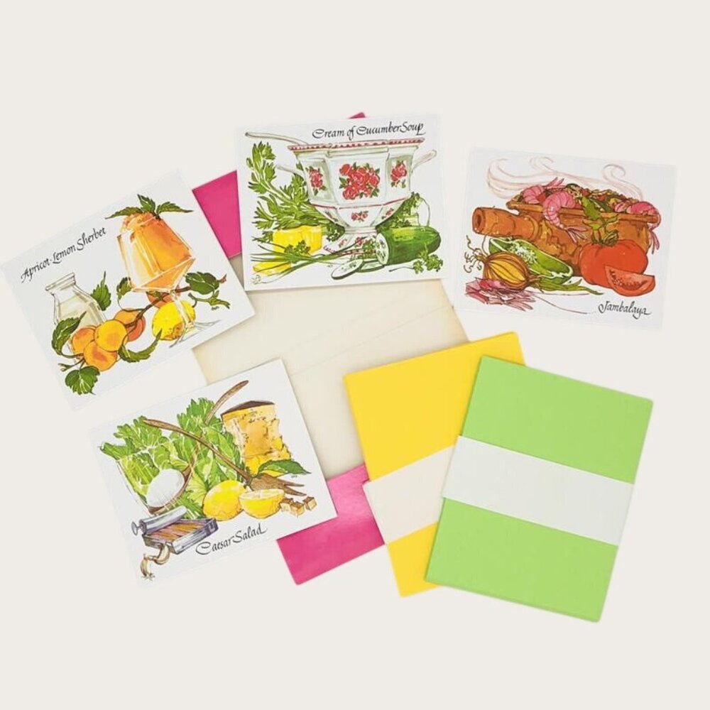 Vintage Current Inc Gourmet Recipe Blank Note Cards 12 Pack 1970s